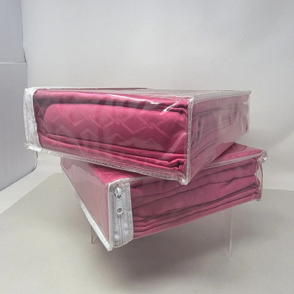 Liz Claiborne Twin Sheet Set Pink Candy 100% Cotton Diamond Pattern New
